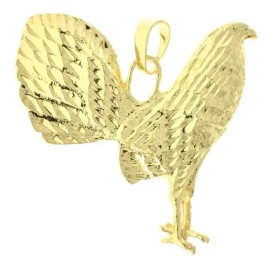 Hermoso Dije Gallo Grande. Chapa De Oro 18k. Sin Cadena Color Dorado