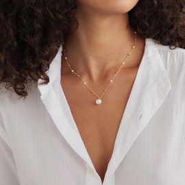 Necklaces for Women Pearl Choker Necklace Multi Strands Choker Gold Necklaces Prom Pearl Choker Necklace Beachy Necklace Elegant Pearl Jewelry Bride for Wedding Birthday Gift