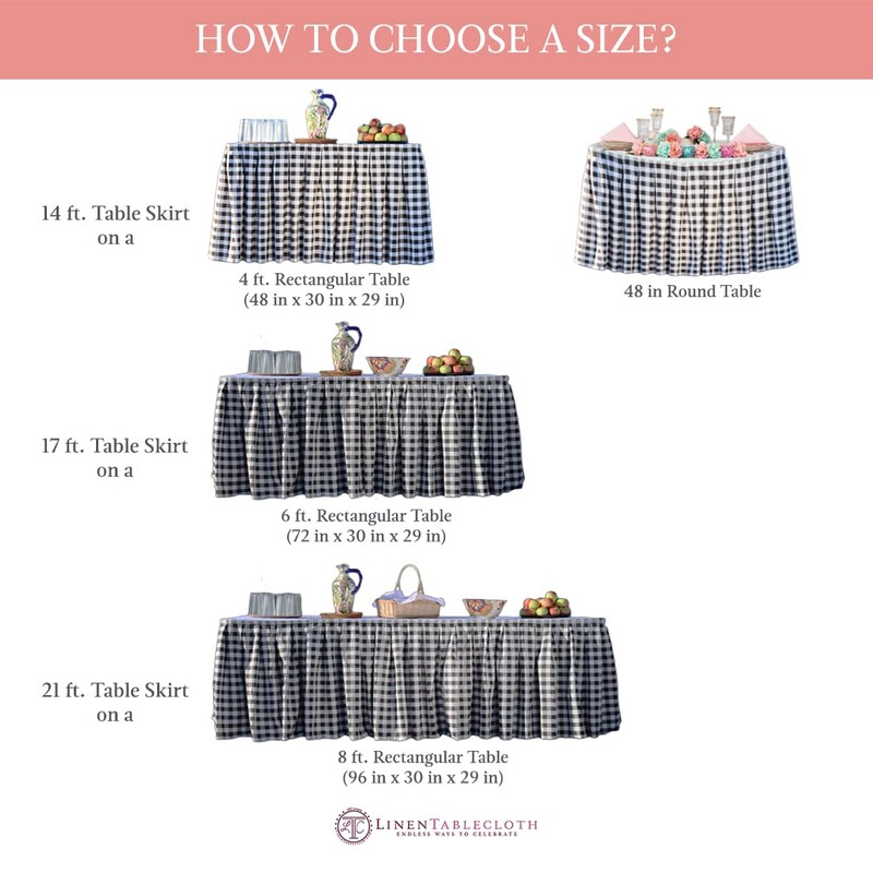 LTC LINENS Table Skirt for 8 ft Rectangle Table-21 Feet