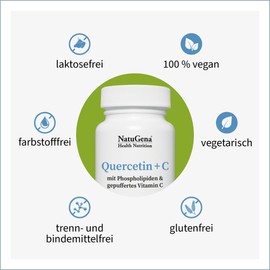 NautuGena Quercitin + C/Phospholipide & gepuffertes Vitamin C/plus Magnesium und Lecithin/ 90 Kapseln (30-Tage-Packung)