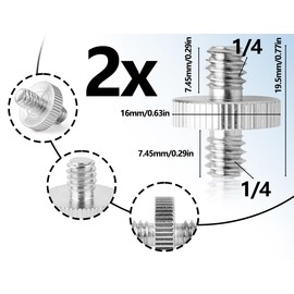 Lhbwhiz Pack of 2 Camera Screw Thread Adaptor, Screw Adapter, 1/4 Inch to 1/4 Inch Male Adapter Screw, for Camera, Light Stand, Tripod