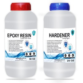 Countertop Epoxy Kit - Bar Top Epoxy 2 Quarts (50 Oz Epoxy + 25 Oz Epoxy) Yellow Resistant & Clear - Liquid Glass Epoxy for Tabletops, Countertops, Jewelry, Crafts, Art & More