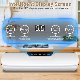 Vakuumierer,5 in 1 Stark Vakuumiergerät 65KAP Folienschweißgerät Vakuumierer Profi, für Trockene Feuchte mit eingebautem Cutter und Beutelaufbewahrung Countdown (Silbrig-V1)