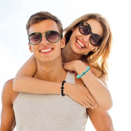 VELESAY 6 Pieces Lava Stone Beads Bracelets Beads Lava Tiger's Eye Bracelet Natural Beads Lava Bracelet for Women Men Cross Bracelets Set Birthday Gift, Stone