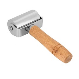TOPINCN Rodillo para Peletería, Rodillo De Borde De Prensa De Cuero, Mango De Madera para Artesanía En Cuero, Herramienta De Laminado De Acero Al Carbono, Rodillo De Pegamento De Cuero, 60 mm