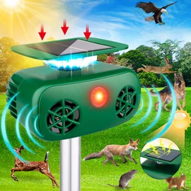 JNKNT Cat Repellent Outdoor,Solar Pest Animal Repellent,Bird Deterring Devices Solar Powered Ultrasonic Dog Repeller with Motion Sensor & Flashing Light,Cat Repeller for Repelling Squirrels, Raccoon