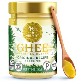 4th  Heart Ghee original alimentado con pasto, mantequilla clarificada, ceto, criado en pastos, libre de lactosa y casena, paleo certificado (9 onzas)