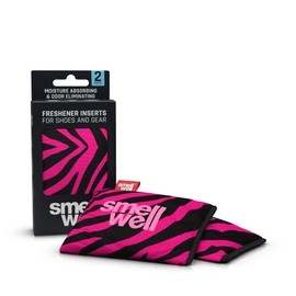 SmellWell Odour Eliminating Air Purifying Bags (2 Pack | 100g) Activated Bamboo Charcoal Air Freshener for use from Gym to Car to Home (Pink Zebra, Original)