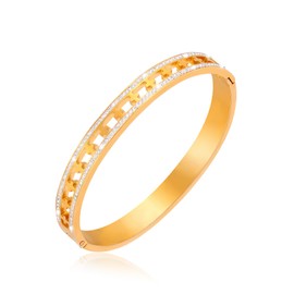 MILAKOO Stainless Steel Cross Religious Symbol Bangle Bracelet Cubic Zirconia Bangle for Women Christian Jewelry