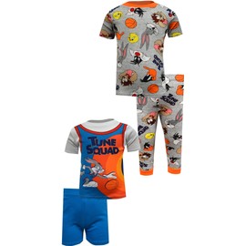 American Marketing Enterprises INC Boys Looney Tunes Space Jam 4 Piece Cotton Toddler Pajama (2T) Blue