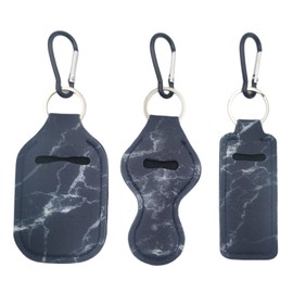 3 Pcs Black Marble Lipstick Holder Set Elegant Variations in Shape and Size with Keychains for Women, Perfect as Lip Balm Holder, Chapstick Keychain Holder, Makeup Storage Stocking Stuffers for Women