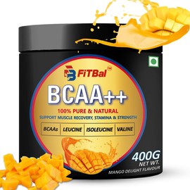 FiTBal FiTBal BCAA++ Mango Delight - 400g | Advanced Muscle Recovery, Enhanced Stamina, and Strength with Leucine, Isoleucine, and Valine