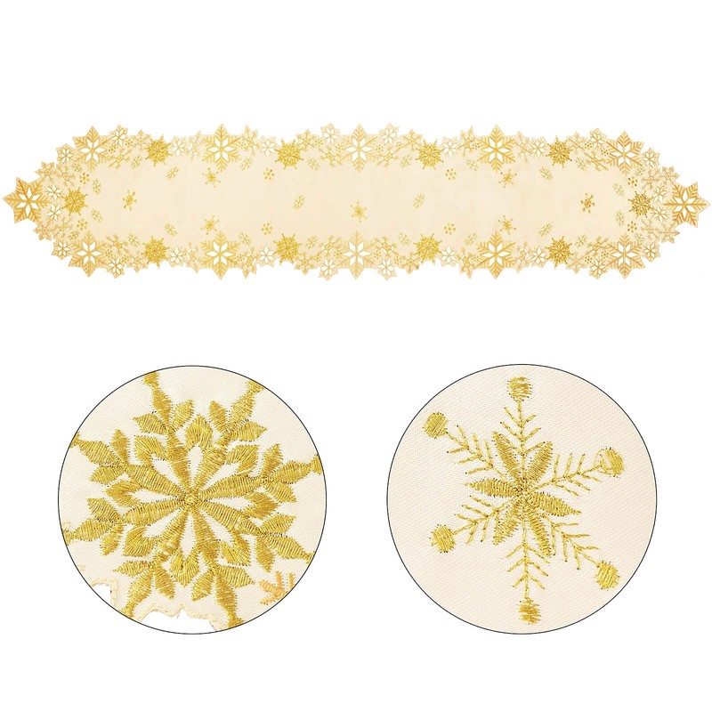 Simhomsen Embroidered Snowflakes Table Runners for Christmas Holiday and Winter