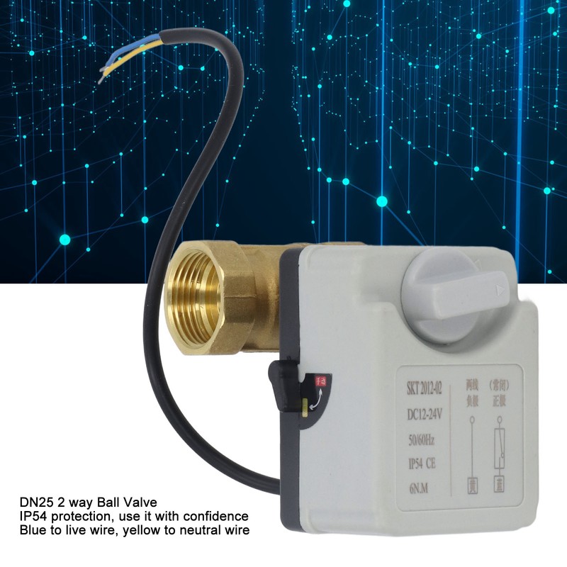 DN25 2 Way Brass Ball Valve Normally Closed Electric Ball
