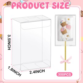 Hushee 300 Pcs 3.5"x 2.4"x 1.38" Rice Krispie Treat Boxes with Hole Clear Cakesickle Boxes Macaron Boxes for Bridal Baby Shower Birthday Party