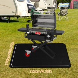 Foreverup Fire Pit Mat, 122CM Fireproof Mat, Grill Mat for Decking, 4-layer Fireproof Heat Resistant Mats, Reusable Oil-Proof Waterproof Outdoor Ember Mat Grill Mat for Barbecue, Fireplace, Camping