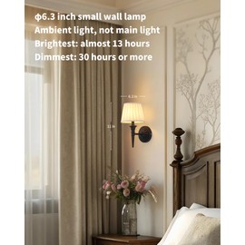 KDG Cordless Wall Sconces Set of 2, Small Wireless 5200mAh Rechargeable Battery Fabric LED Wall Lamps, Portables Lightings for Wall Painting, Living Room, Bedroom, Hallway, Gifts, Night Light (Black)