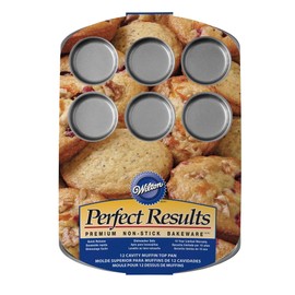 Wilton Gold Premium Non-Stick Warp-Resistant Bakeware, Made without PFAs, Muffin Top Pan, 12-cavity, 11x16 in, Packaging May Vary