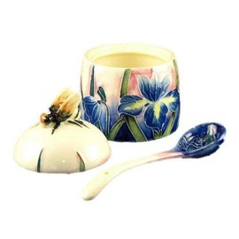 OLD TUPTON WARE HONEY POT & SPOON Iris Pattern NEW