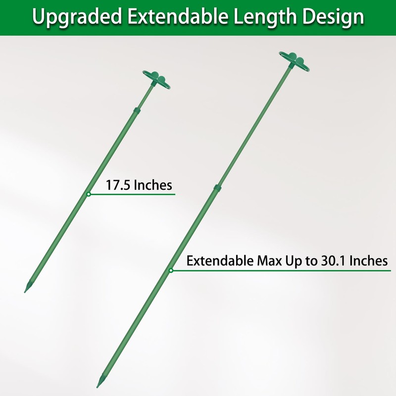 Extendable Plant Stakes, Length Scalable from 17.5IN to 30.1IN Plant