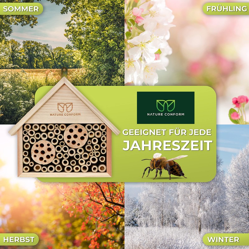 Nature Conform Bee hotel of natural wood, Bamboo, wild bee