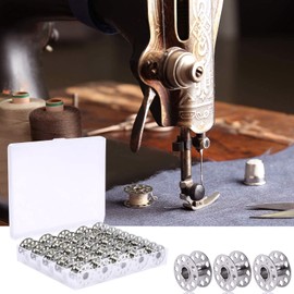 thirei Sewing Machine Spool, Sewing Machine 25 Pieces Empty with Storage Box, Spools Metal Thread Spool