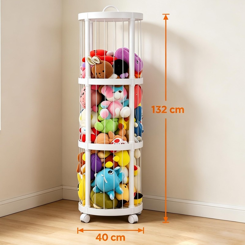 52 Inch 3 Tier Round Plush Stuffed Animal Storage Rack