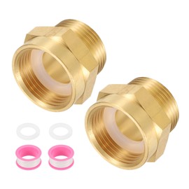 uxcell Brass Pipe Fitting, 1" G Female×1" NPT Male Brass Hex Nipple Pipe Fitting Connector, 1" to 1" Female Pipe Fitting Adapter with PTFE and Gaskets, Gold Tone