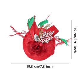 SM SunniMix Christmas Bride Hat Hair Clip Cosplay Decoration Headpiece for Carnival Birthday, Red
