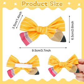 JANYUN 4 Pcs Pencil Hair Bows Clips, Back to School Hair Bows Clip Cute Yellow Pencil Clips for Kindergarten Girls Students Toddler Teacher Hair Accessories Graduation Season Decor