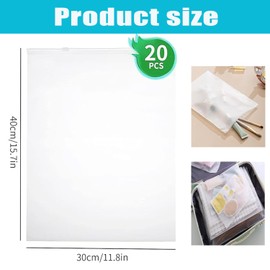 LxcshLjx 20Pcs Frosted Plastic Garment Bags, Clear Clothes Packaging Bags with Vent Hole, Resealable Translucent Travel Storage Bag, Sealed Slide Zipper Shoes Bags, Ziplock Space Saver Bags for Pants