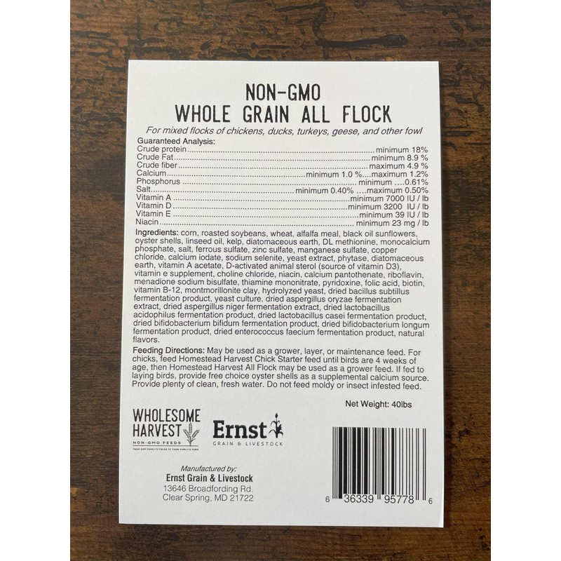 Wholesome Harvest All Flock Feed, High Nutrition Layer for Flocks,