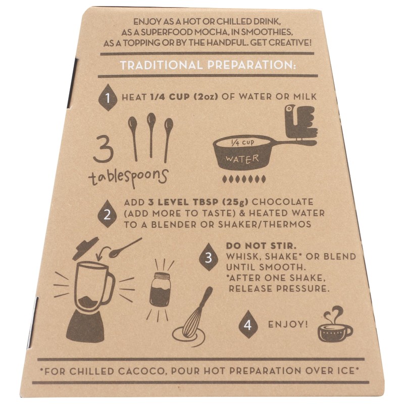 CACOCO 60% Rich Dark Drinking Chocolate: Organic/Fair Trade/Vegan/Kosher/Paleo Friendly (7.05