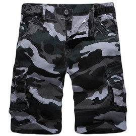 zeetoo Cargo Shorts for Men Multi Pocket Loose Fit Cotton Camo Shorts Knee Length Tactical Shorts Blue 38