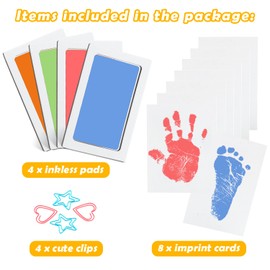 4-Pack Baby Inkless Hand and Footprint Kit Paw Nose Print Kit for Dogs Cats Pets Clean Touch Ink Pad for Baby Pets Newborn Keepsake Mess-Free Ink Pad