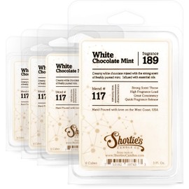 Shortie's Candle Company White Chocolate Mint Wax Melts Bulk Pack - Formula 117-4 Highly Scented 3 Oz. Bars (12 Oz. Total) - Made with Natural Oils - Bakery & Food Air Freshener Cubes Collection