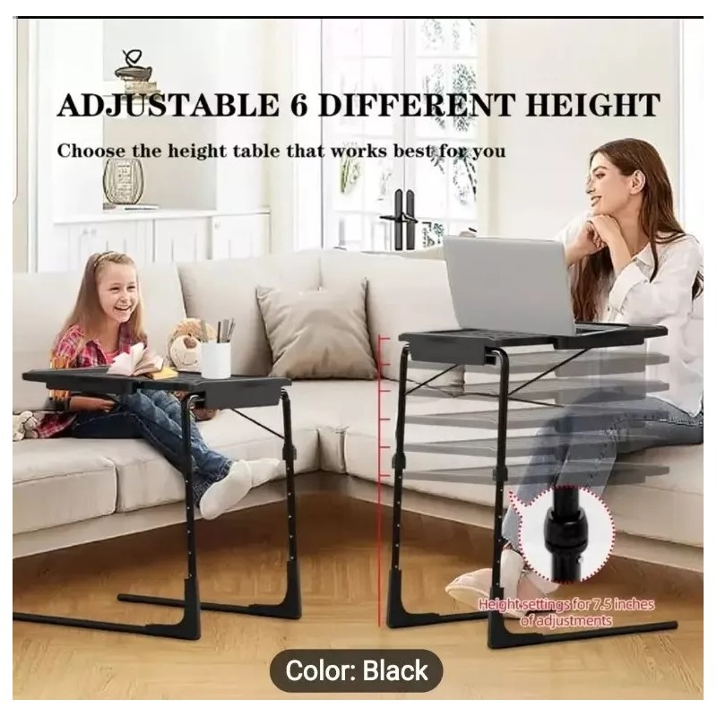 Table Portable & Foldable Comfortable Adjustable TV Tray Table Stand