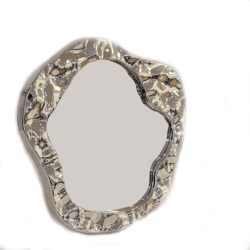 zaoalife Makeup Mirror Wave-Pattern Simple Water Ripple Mirror Portable Irregular