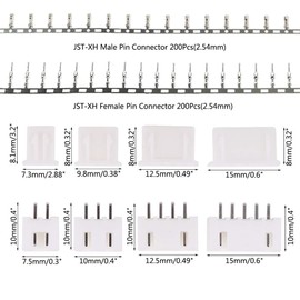 Bestgle 560pcs JST Connector Kit 2.54mm JST-XHP 2/3/4/5 Pin Housing and Male Female Pin Head Connector Adapter Plug Kit