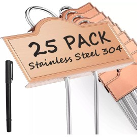 ELEMAKE 25x Metal Plant Labels Weatherproof Stainless Steel Garden Markers Outdoor Kit