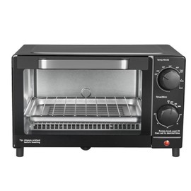 4-Slice Toaster Oven with 3 Adjustable Settings, Includes Baking Rack & Pan, Versatile Cooking for All Sizes - Color: Black