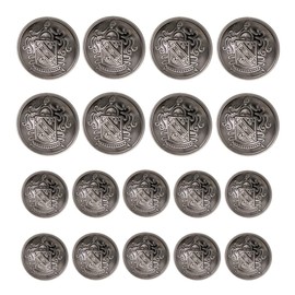 HappyHome Buttons, Blazer Buttons, Replacement for Remake, 0.8 inches (20 mm), 0.6 inches (15 mm), Front Buttons, Sleeve Buttons, Set of 18 (Gunmeta)