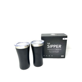 The Sipper™ Set of 2 Black, The Original Tequila tumbler. 5 oz Insulated Stainless Steel Keeps Your Tequila at the Perfect Temperature. Shot Glass, Tequila Gift, Gift for women, Gift for men