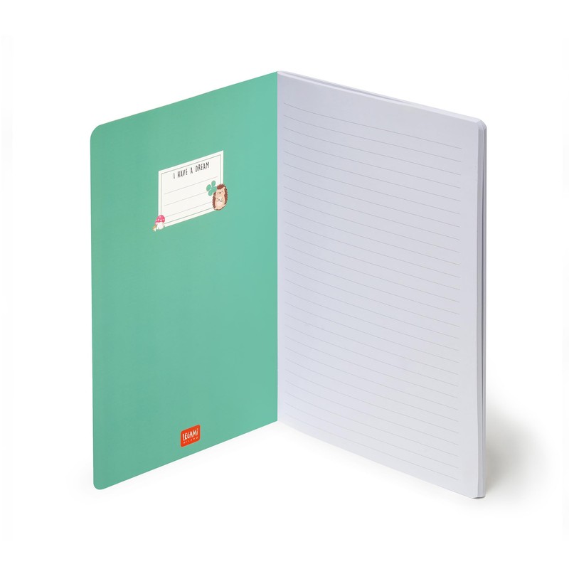 Legami - Hedgehog 7mm B5 Ruled Notebook, Large, FSC Certified