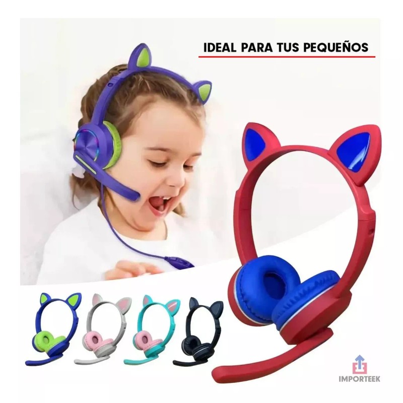 Importeek Audifonos Diadema Gamer Inalambrico Bluetooth Microfono Led