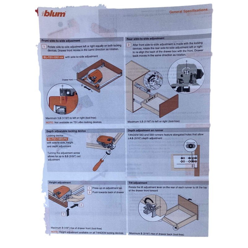 Side to Side Adjustable Locking Device for 563/569 Series Blum