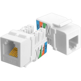 NECABLES 5Pack CAT3 Telephone Keystone Jack Phone Keystone Jack Punch Down Type 110 IDC to RJ11/RJ12 6P6C Female White