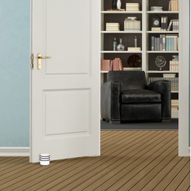 Relaxdays Door Stopper for the Floor, Heavy Door Buffer for Doors and Windows in Draughts, 3 Rubber Rings, Inside, Diameter 7 cm, White, 8.00 x 7.00 x 7.00 cm