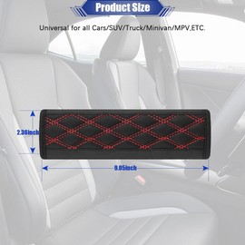 JDDRY 2PC Seat Belt Neck Protector,Car Seat Belt Covers Pads,Leather Seatbelt Covers,Universal Car Seat Strap Pads,Car Interior Accessories(Red)