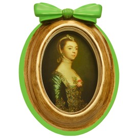 4x6 Vintage Picture Frame Antique Frame Retro Gothic Home Decor, Victorian Baroque Edwardian - Ornate Wall/Tabletop Display with Velvet Backing & Real Glass, Elegant Relief Design for Gallery Art & Memorabilia Keepsake, Green Elliptical Shape